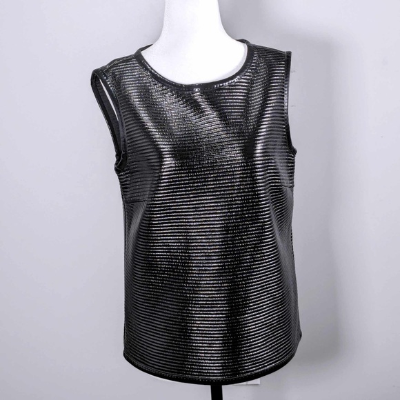 NWT Leon Max | Black Metallic Sleeveless Top - M - Picture 4 of 8